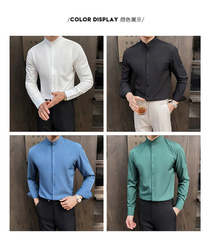 High End Stand Up Collar Men's Long Sleeve