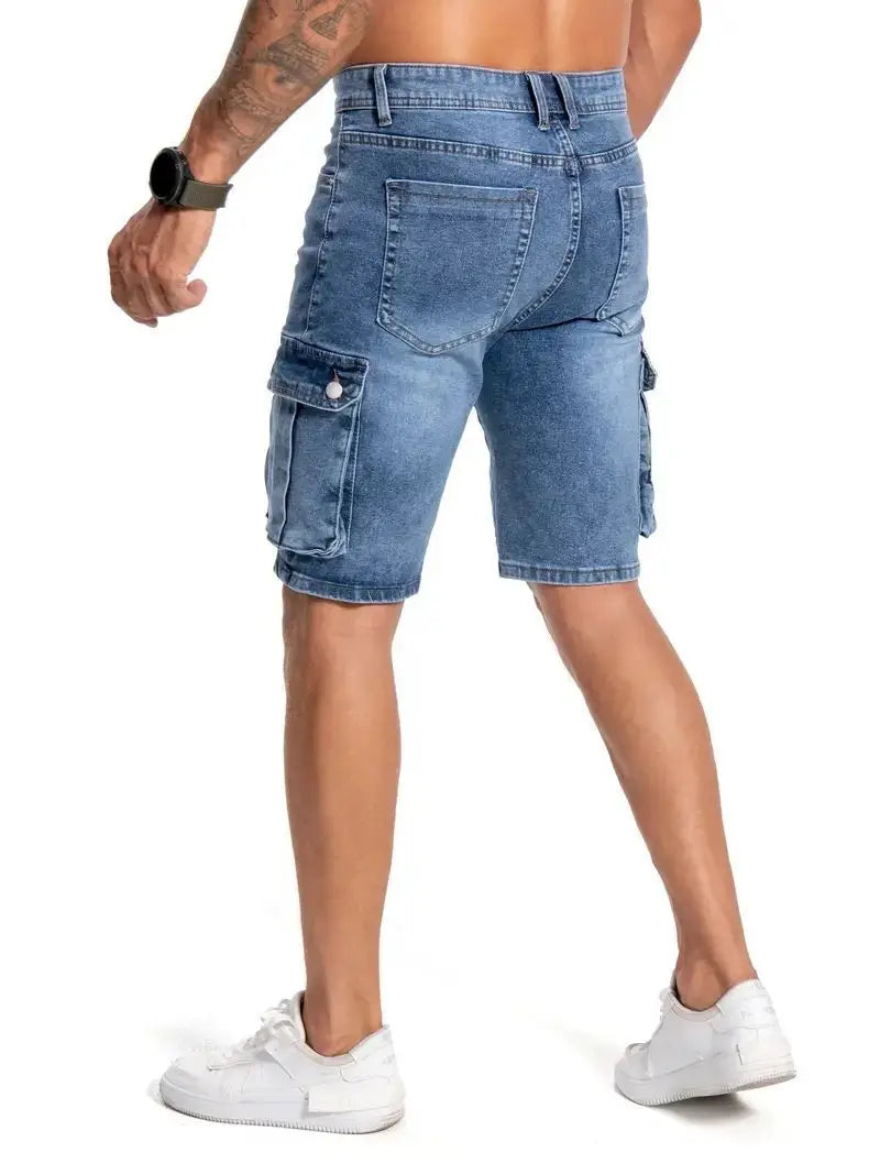 Mens Multi Pocket Micro Elastic Jeans Casual