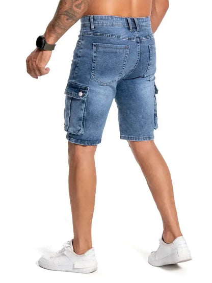Mens Multi Pocket Micro Elastic Jeans Casual