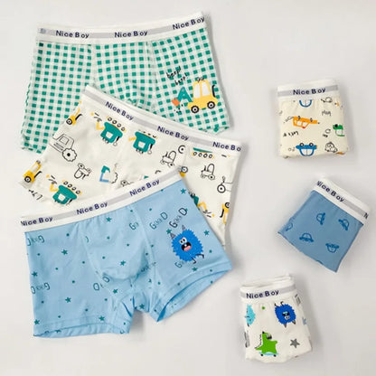 4PCS Boys Cute Cotton Comfort Antibacterial Underwear