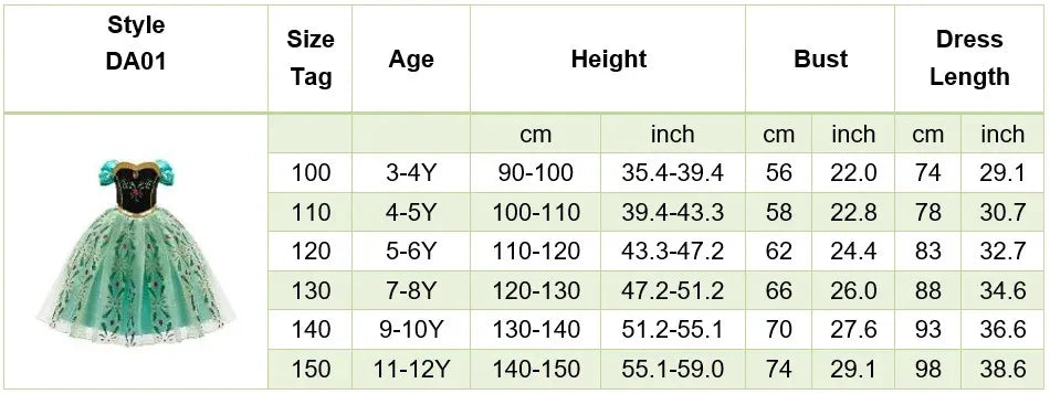 Girls Elsa Anna Dress Princess Carnival Jasmine Rapunzel