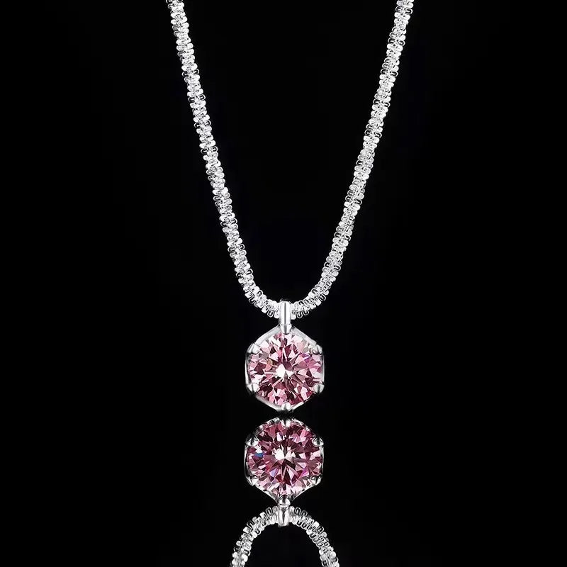 Sterling Silver Moissanite Crown Necklace for Ladies