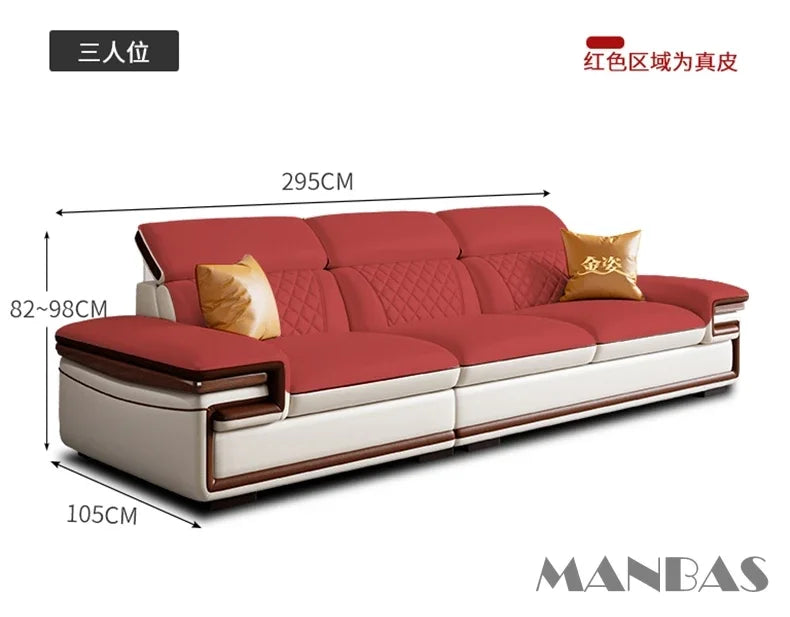 Genuine Leather Sofa Set for Living Room