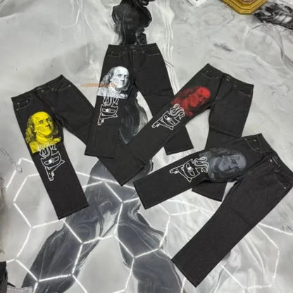 Black Straight Jeans Men Women American Street