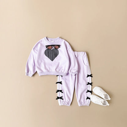 Love Sweatshirt Long Sleeve +Bow Pants