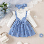 2pc Baby Girl Broken Flowers Big Bow Princess Dress