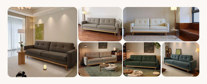 Mid-Century Modern Loveseat Sofa with Wooden Legs