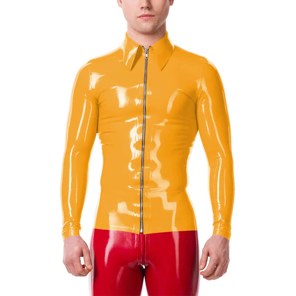 Mens Fashion Zipper Long Sleeve Jacket Turn-down Collar