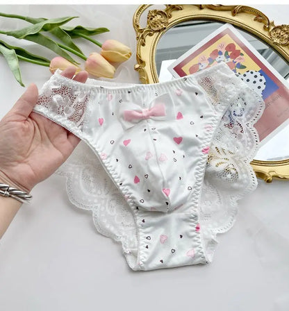 Men's Lace Bowtie Briefs Flower Emroid Sweet Panties
