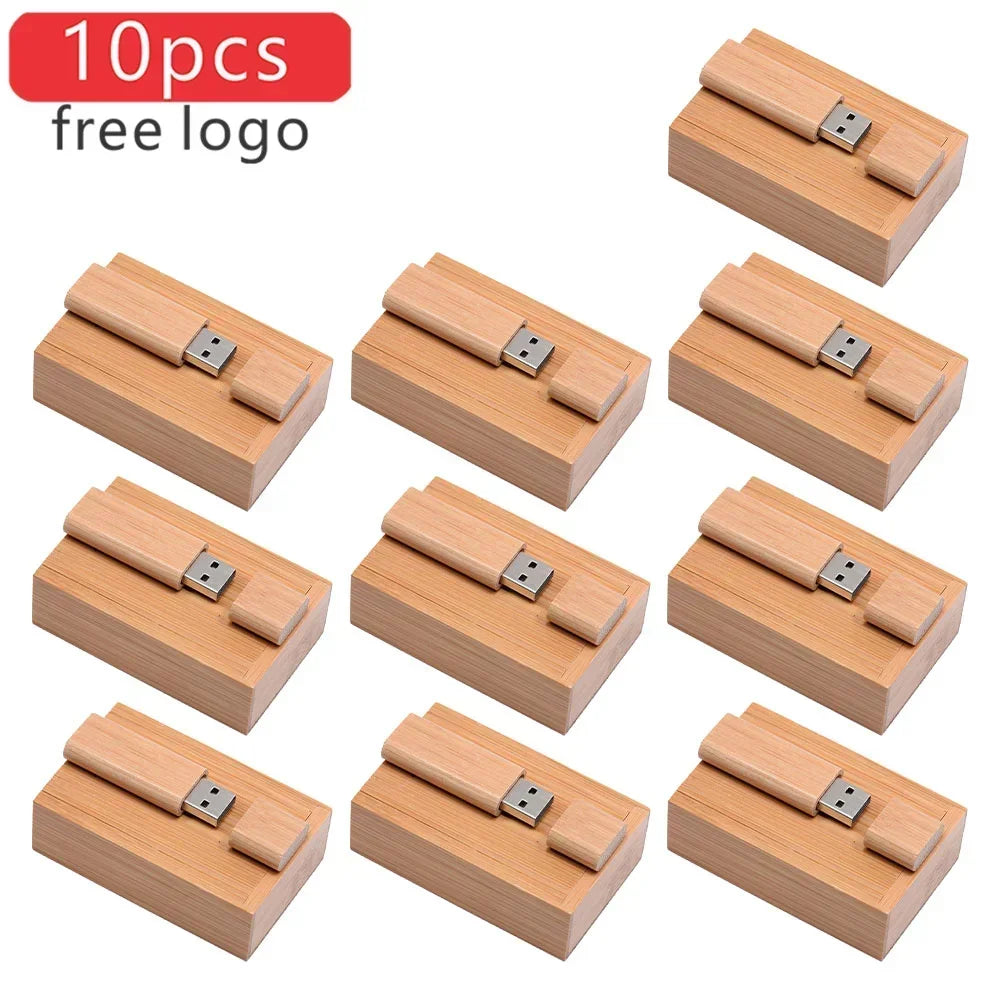 10PCS Wooden USB Flash Drive Memory Stick