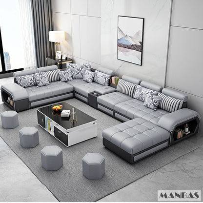 MINGDIBAO Fabric Sofa Set Furniture with USB and Stools