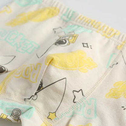 4PCS Boys Cotton Antibacterial Breathable Cartoon Underwear