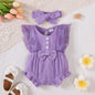 0-18 Month Solid Color Sleeveless Round Neck Lace Edge