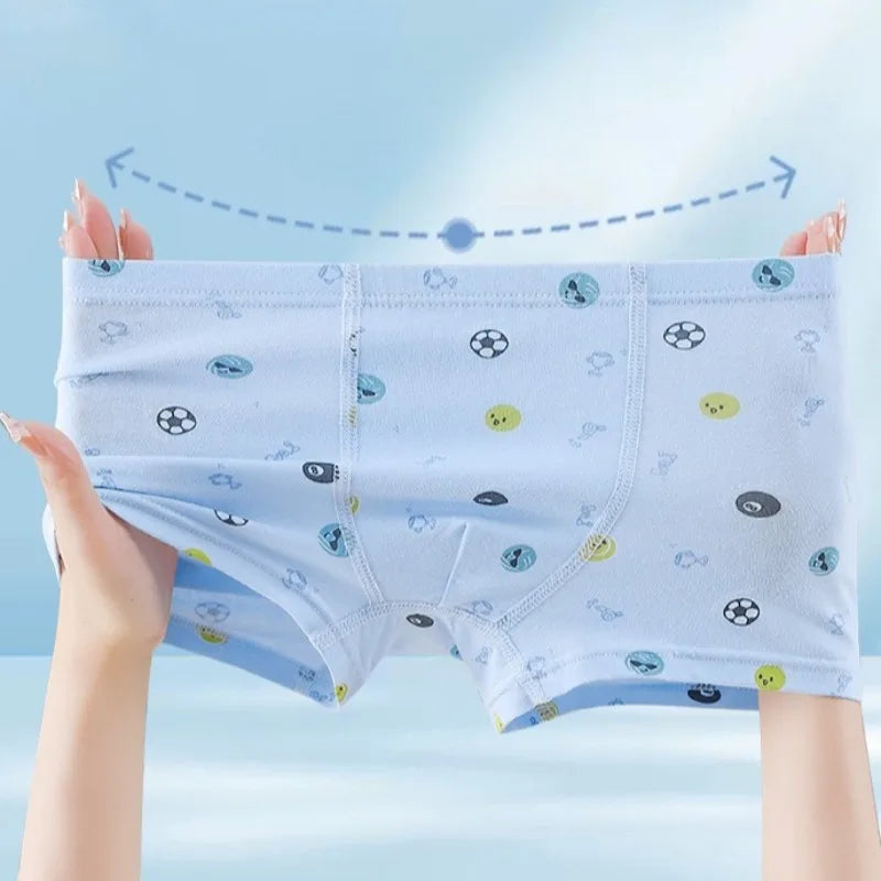 4PCS Cotton Antibacterial Boys Breathable Cartoon Underwear