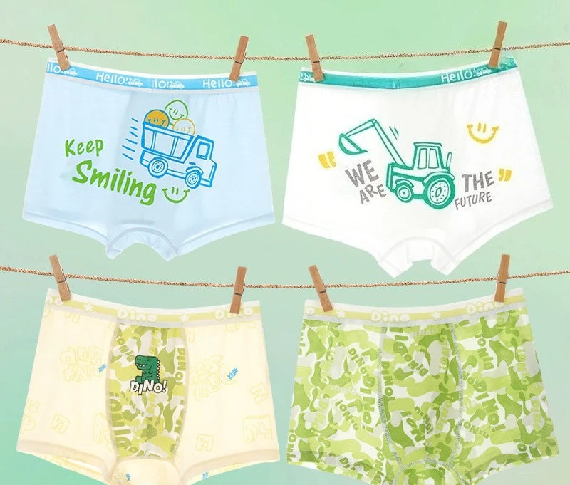 4PCS Boys Cute Mesh Breathable Comfort Underwear