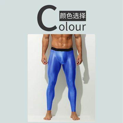 Glossy Men's Tight Fitness Running Sweatpants Leggings