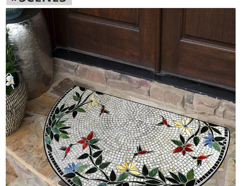 Semi-circular Outdoor Rug Modern Art Style