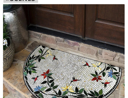Semi-circular Outdoor Rug Modern Art Style