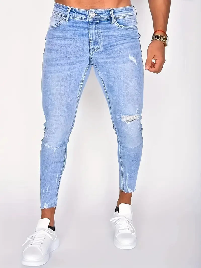 Men's Casual Slim Fit Ripped Jeans