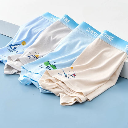 4PCS Teen Boys Mesh Breathable Young Children Underwear