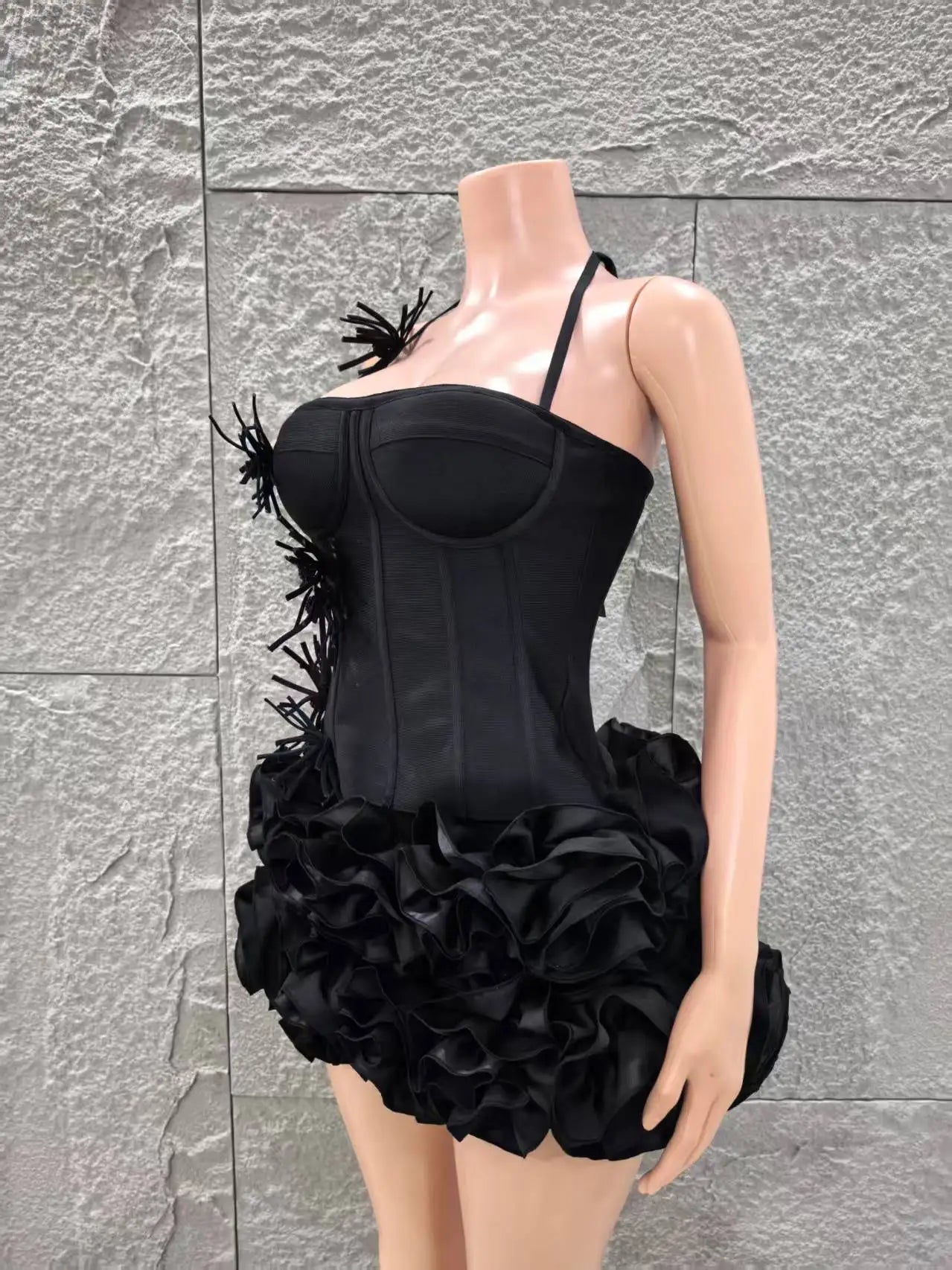 2 Pcs Women Sexy Strapless Dress Nightclub Party Wear