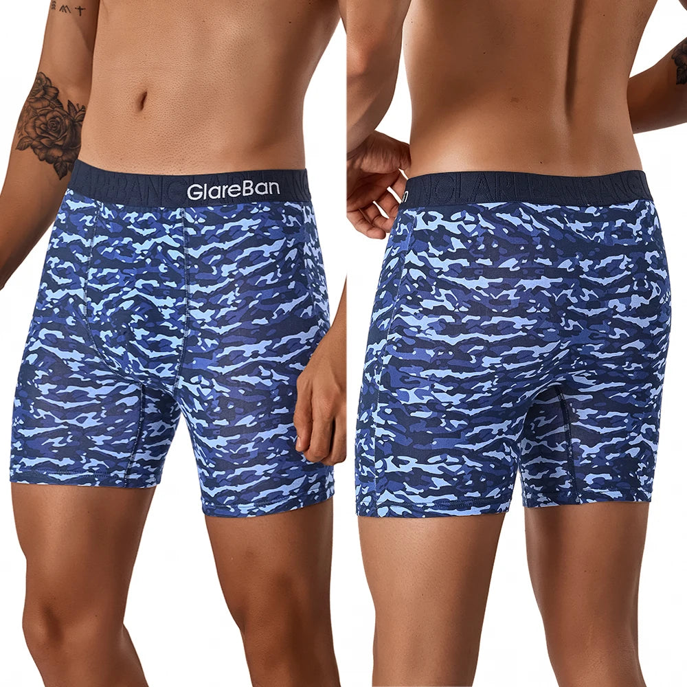 5pcs Mid-Long Camo Cotton Brand Boxer Shorts Men