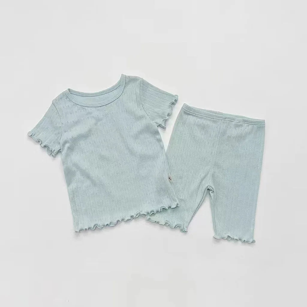 2 Pcs Cotton Breathable Clothes Set Infant Short Sleeve