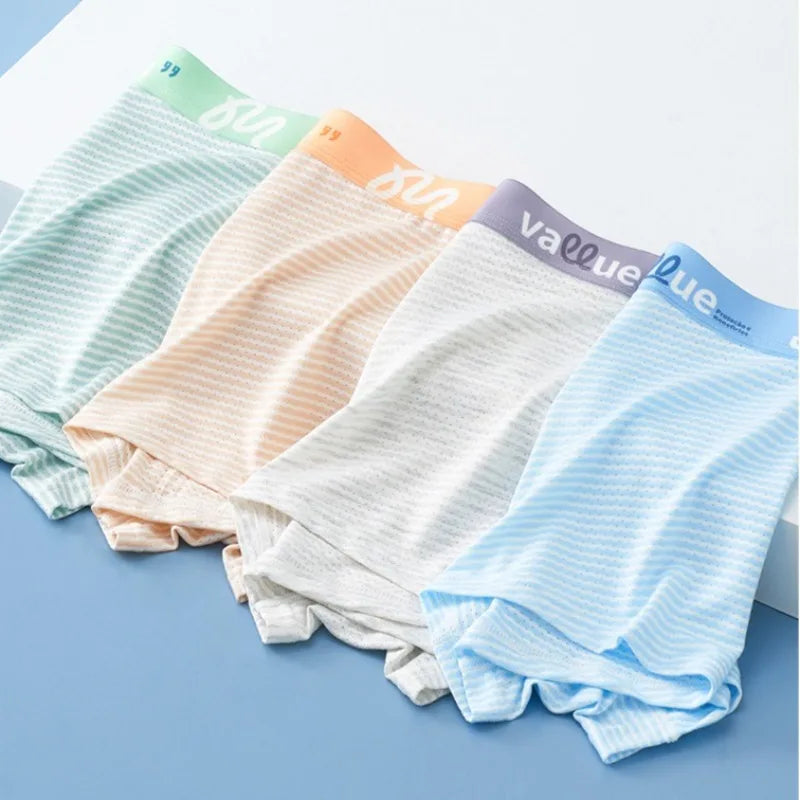 4PCS Teen Boys Mesh Breathable Antibacterial Underwear