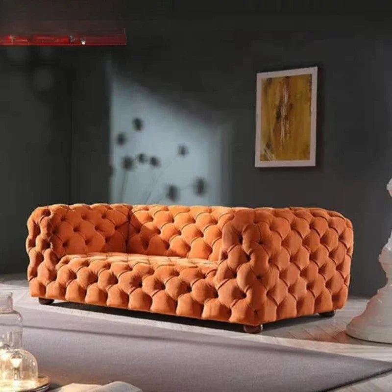 Buckle Velvet Large Luxury Blue Sofa