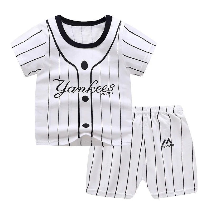 2 Pcs Cute Baby Boys/Girls Short Sleeve Pants Set