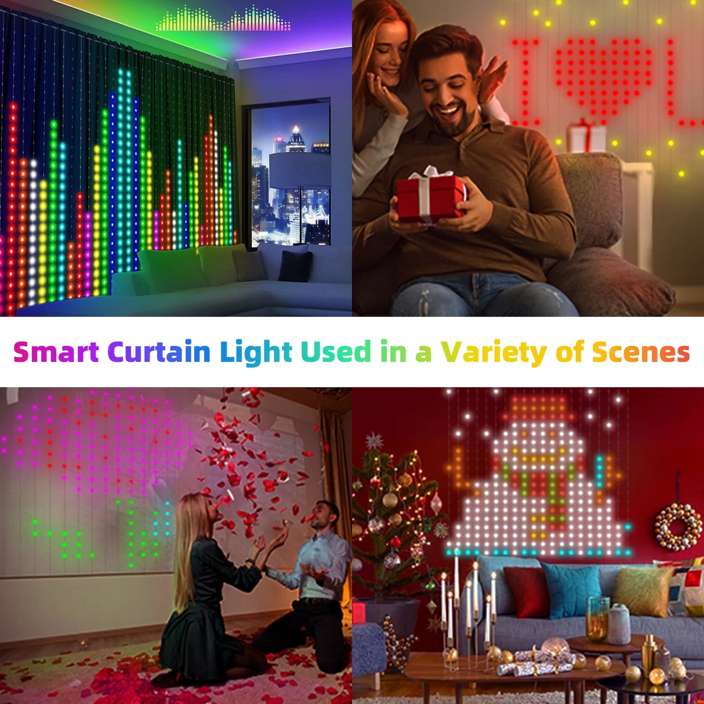 LED Smart Curtain Fairy Lights Music Strip