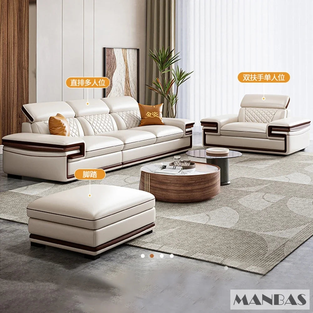 Genuine Leather Sofa Set for Living Room