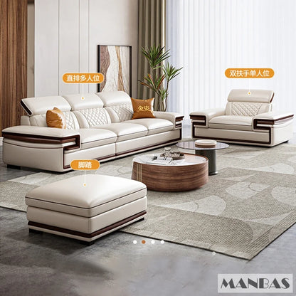 Genuine Leather Sofa Set for Living Room