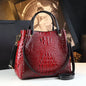 Genuine Leather Women Handbags Fashion Crocodile Print