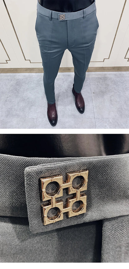 Men Stretch Slim Formal Casual Pants Fashion