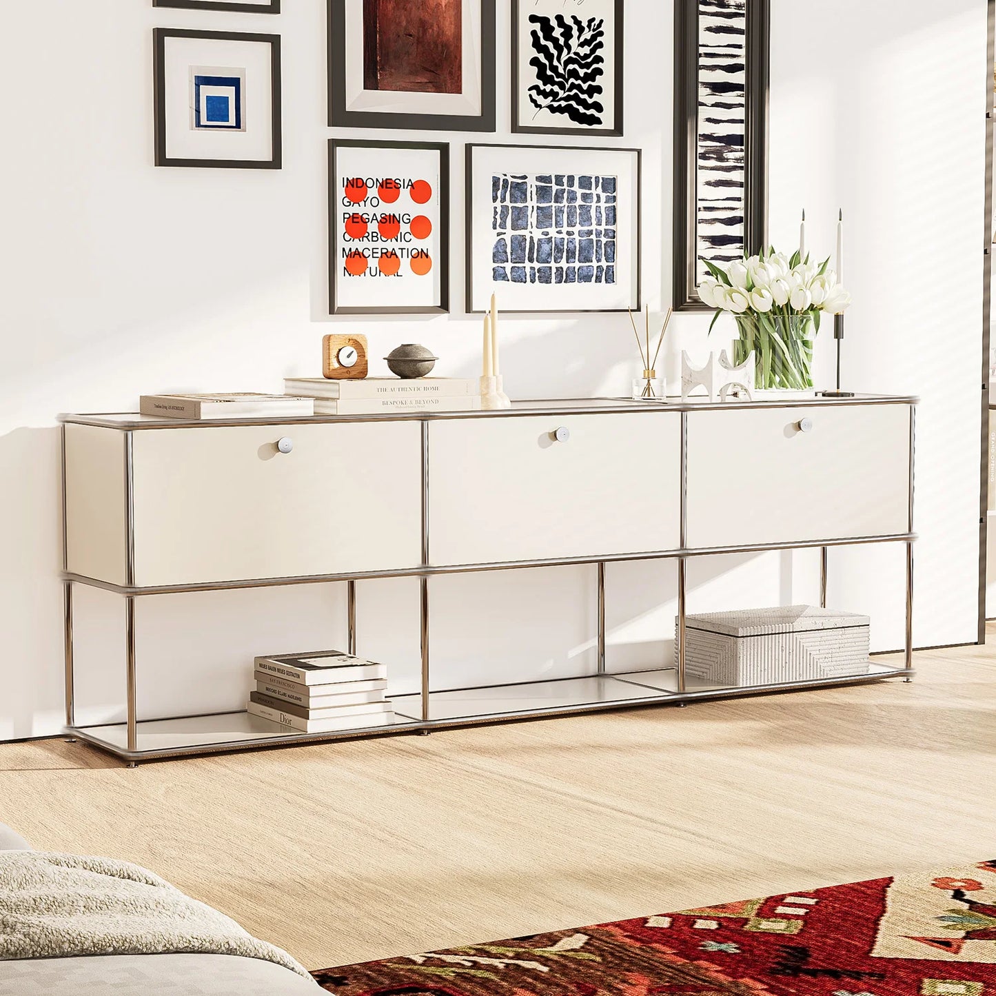 Sideboard Storage Shelf Furniture Stainless Steel