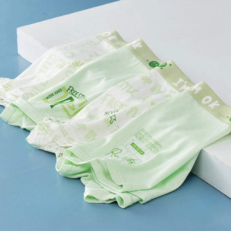 4PCS Teen Boys Mesh Breathable Young Children Underwear