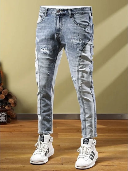 Ripped Stretch Jeans Men's Casual Slim Comfortable