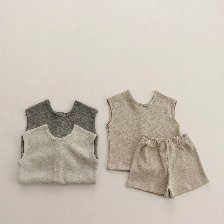 2 Pcs Sleeveless Breathable Cotton Pajamas Set