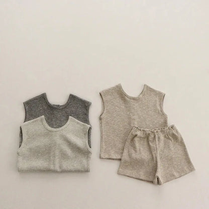 2 Pcs Sleeveless Breathable Cotton Pajamas Set