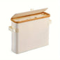 Bamboo toilet paper holder with lid organizer