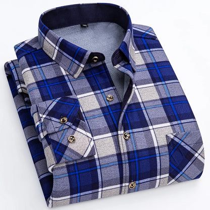 Flannel Plaid Casual Menswear Long Sleeve Fleece