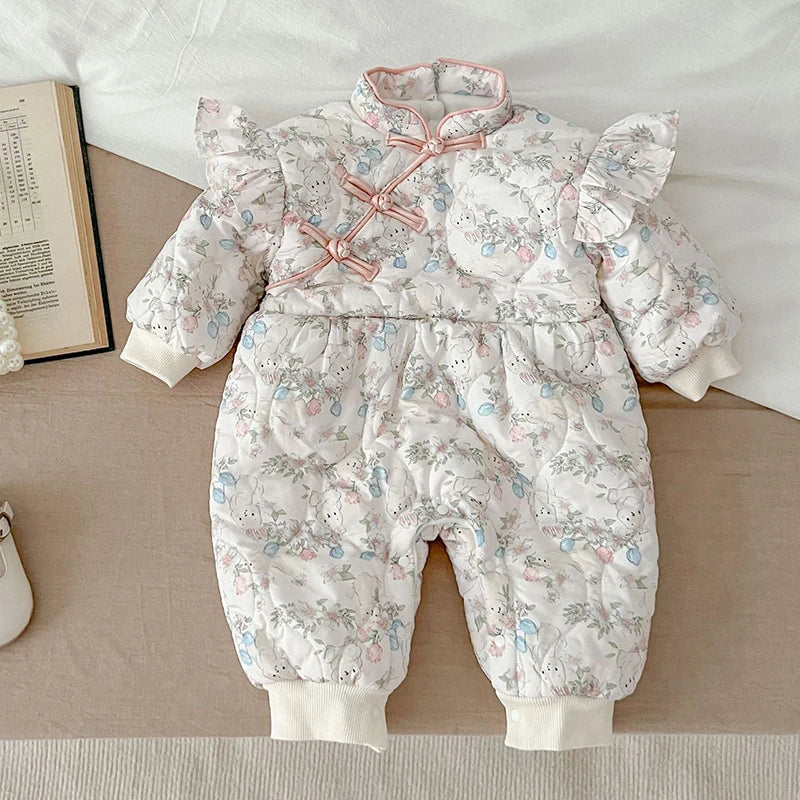 Infant Baby Girls Long Sleeve Cotton Jumpsuit