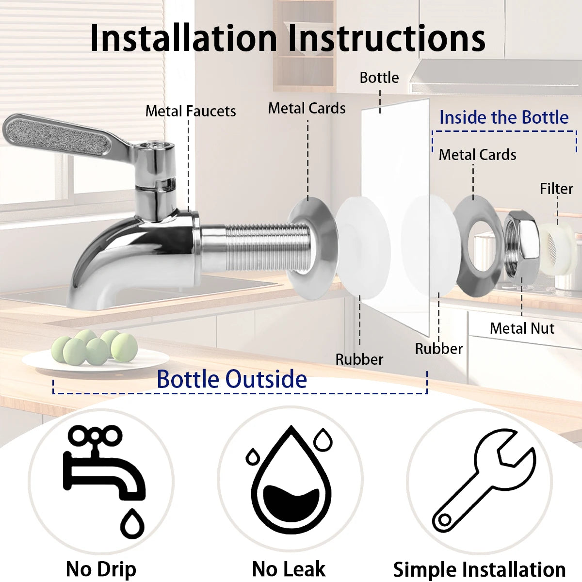 Drink Dispenser 2 Packs Gallon Glass with Stand