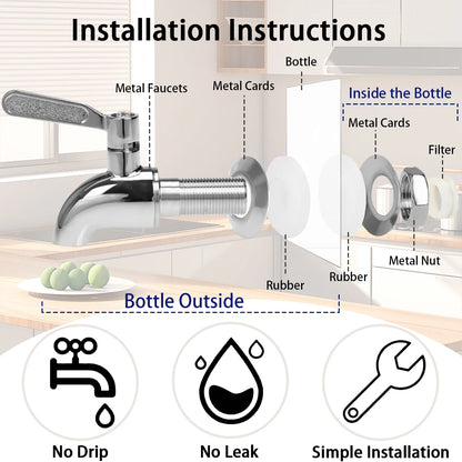 Drink Dispenser 2 Packs Gallon Glass with Stand