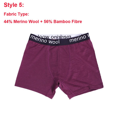 Mens Merino Boxer Briefs Soft Breathable Sports
