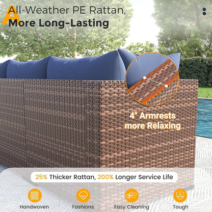 8 Piece Sectional Sofas, All-Weather With Fire Pit