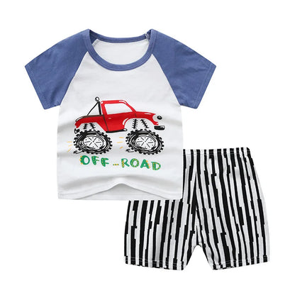 2 Pcs Cute Baby Boys/Girls Short Sleeve Pants Set