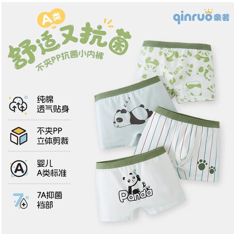 4pcs Teen Boys Boxer Briefs Square Underwear