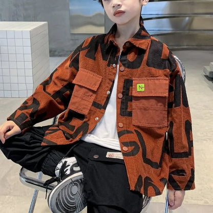 Boys Corduroy Long Sleeve Shirt Lightweight